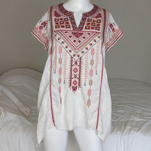 Johnny Was Embroidered Sabriya Boho Drape Top